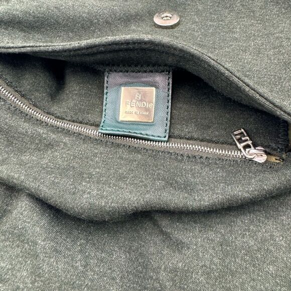 Auth Dark Fendi Green Jersey Fabric Baguette Shoulder Bag Preloved Purse - Picture 11 of 12